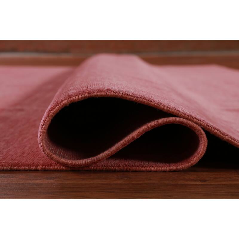 Hand Knotted Oriental 100% Wool Carpet Modern Solid Coral Gabbeh Area Rug - 12' 8'' X 9' 2''