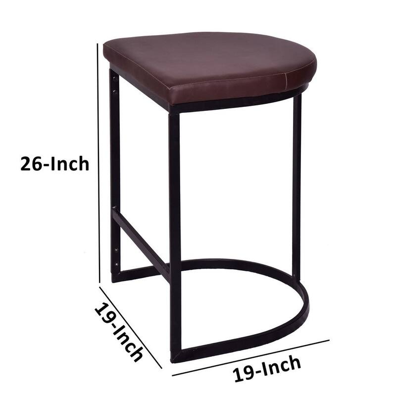 26 Inch Counter Height Stool with Vegan Faux Leather Upholstery - 26 H x 19 W x 19 L Inches