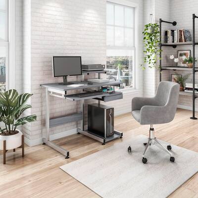 Space-Saving Computer Desk with Keyboard Shelf, CPU Storage, and Moisture-Resistant Wood Finish for Home Office