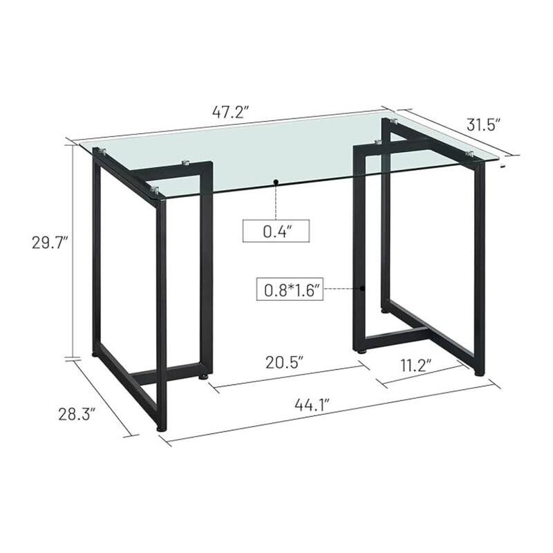 47 in.Tempered Glass Top Gold Base Elegant Dining Table