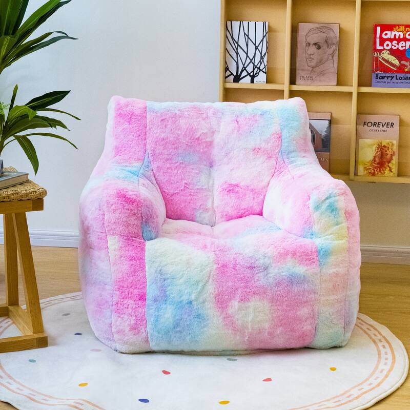 Mieres Faux Fur Fabric Bean Bag Chair, Floor Sofa For Living Room, Bedroom Lazy Sofa - Colorful