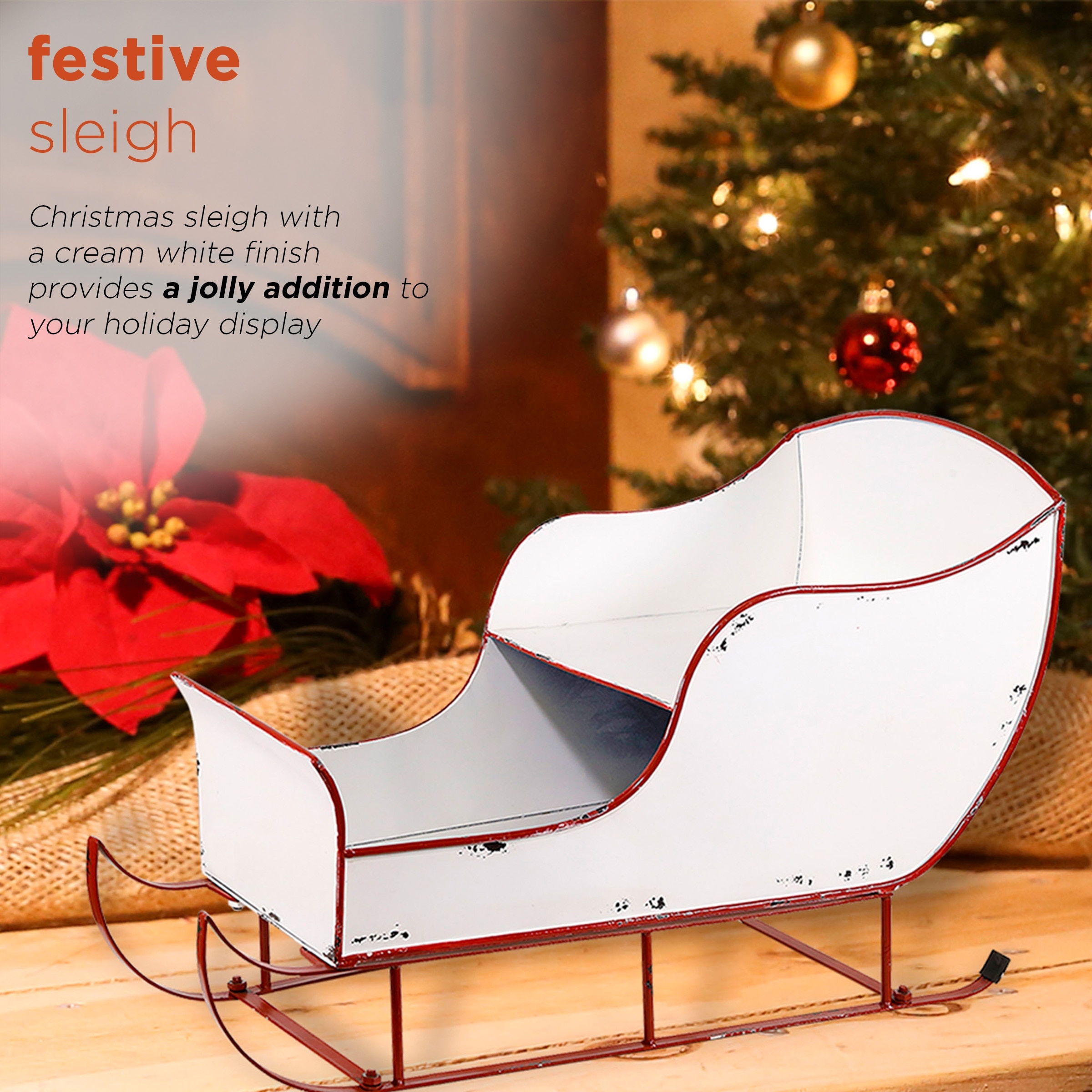 Shop Alpine Corporation Metal Christmas Sleigh Cream White