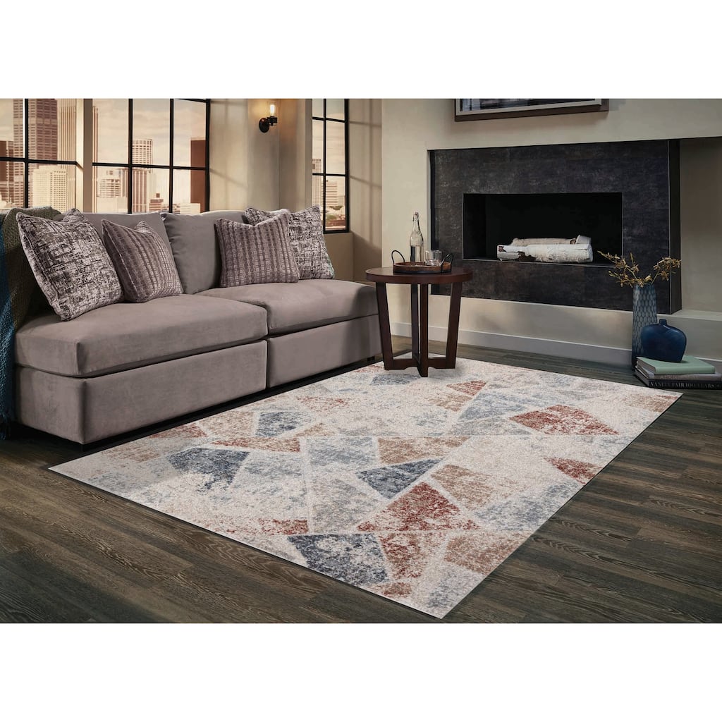 Vlora Collection Modern Abstract Geometric Triangle Multi-color Area Rug