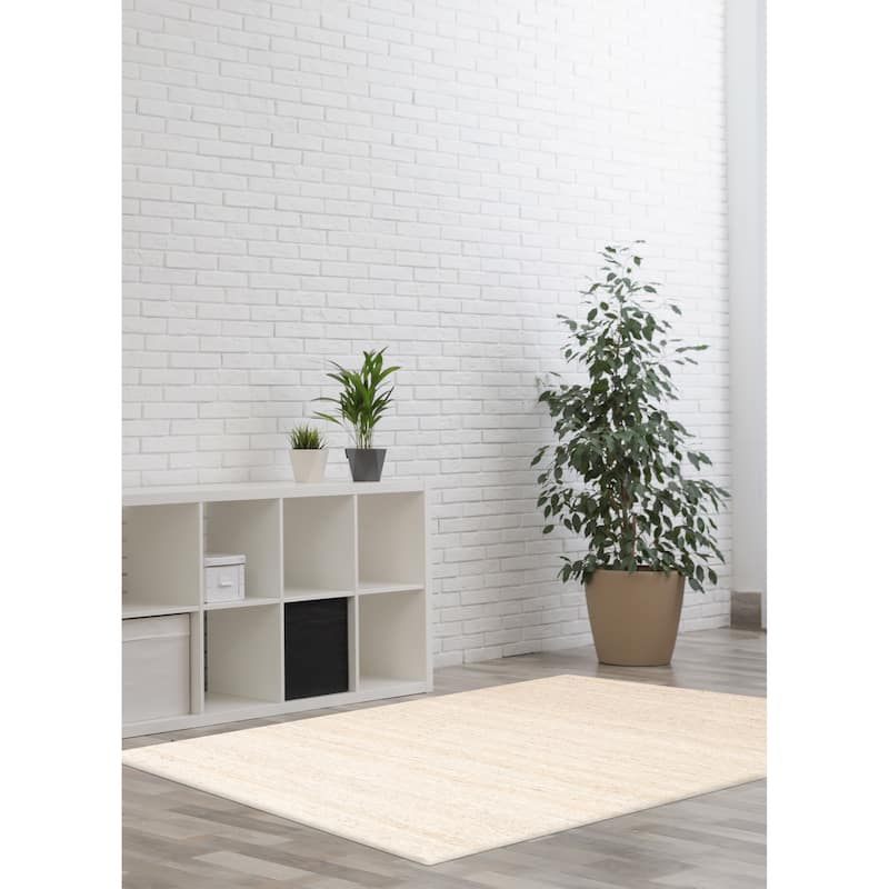 ECARPETGALLERY Braid weave Sienna Cream Wool Rug - 5'0 x 7'10