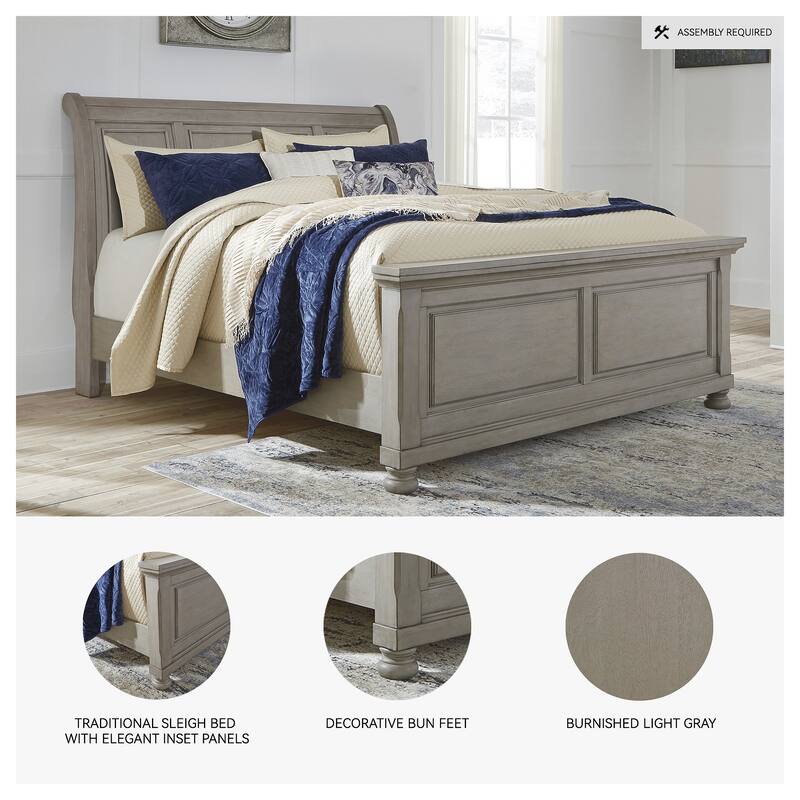 Signature Design by Ashley Lettner Light Gray Sleigh Bed