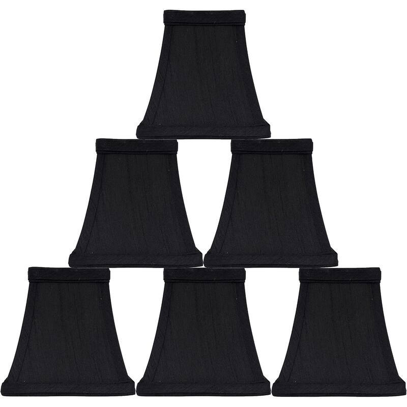 Square 5-inch Softback Bell Chandelier Lamp Shade, Black, Faux Silk, Clip On - 5*6