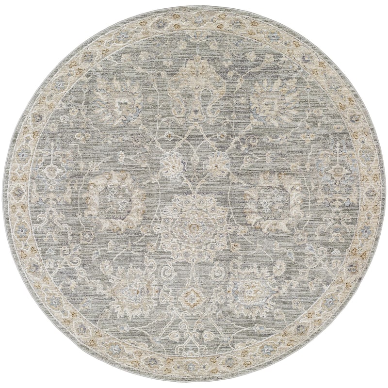 Livabliss Avant Garde Updated Traditional Medallion Area Rug - Fog - 7'10" x 7'10" Round