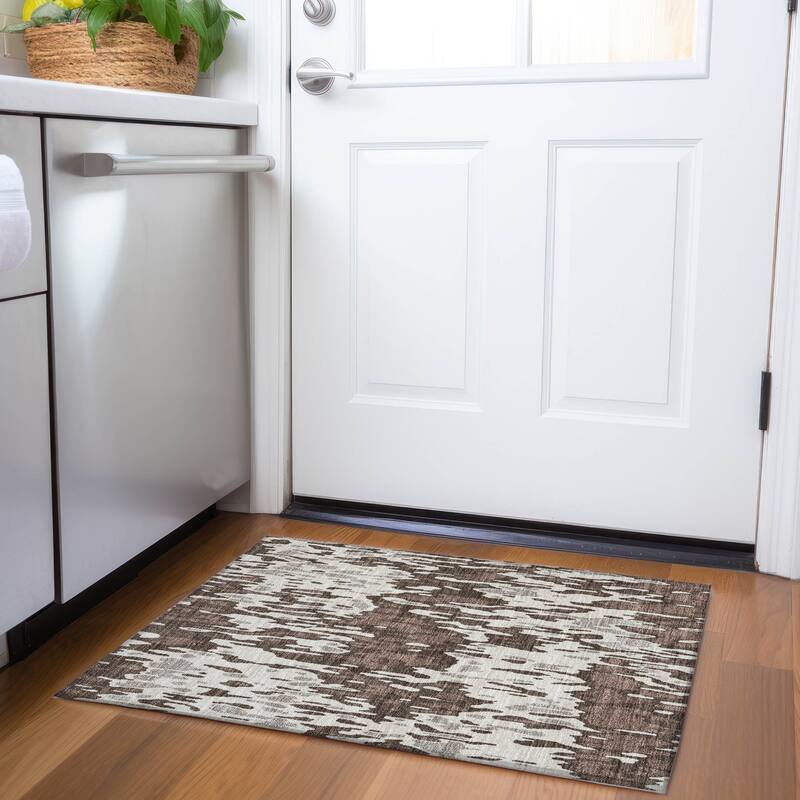Premium Washable Super Soft Abstract Harmony Mayfield Rug - Brown - 1'8" x 2'6"
