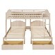 preview thumbnail 10 of 38, Simple Full Over Twin & Twin Triple Bunk Bed With Drawers and Guardrails