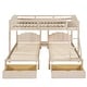 preview thumbnail 11 of 31, Velvet Triple Bunk Bed, Full Over Twin & Twin Wood Triple Bunk Beds with 2 Storage Drawers, Stairs, Sturdy Guardrails for 3 Kids