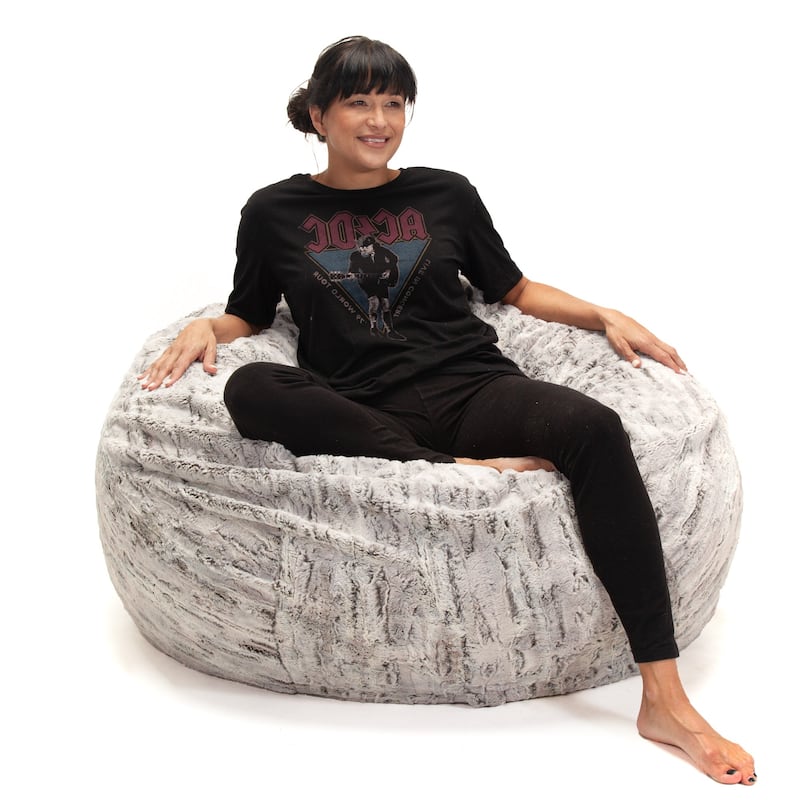 Plush Faux Fur Bean Bag Chair - 48" - Gray