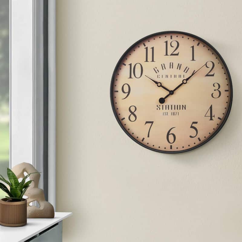 20" Round Wall Clock - Antique Brown