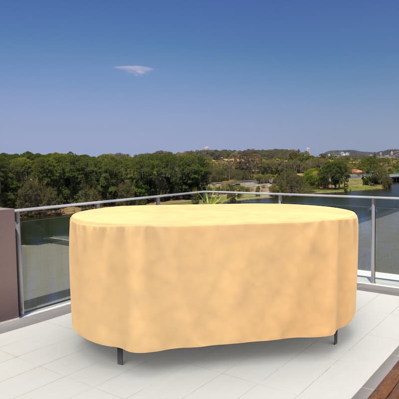 Budge Water-Resistant Oval Patio Table Cover, All-Seasons, Nutmeg