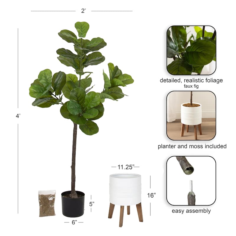 Kate and Laurel Fidmont Faux Fiddle Fig Tree
