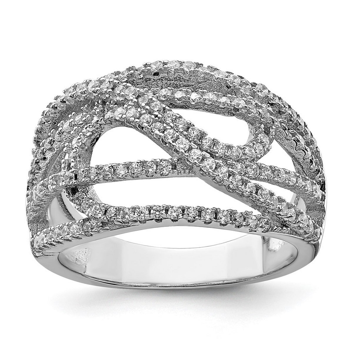 Curata 925 Sterling Silver Solid Polished Open back CZ Cubic Zirconia MicroPave Ring