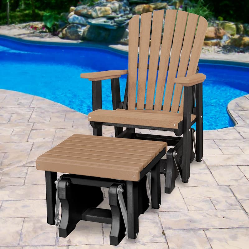 American Furniture Classics Fan Back Glider and Ottoman Glider, Made in the USA - Cedar on Black