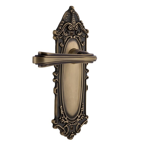 Nostalgic Warehouse VICFLR_PSG_238_NK Fleur Passage Door Lever Set with Victorian Rose for 2-3/8" Backset Doors