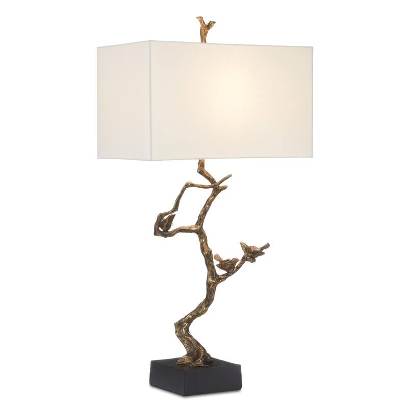 Currey & Company Shadows Brass Table Lamp - 33.5"h x 17"w x 10"d