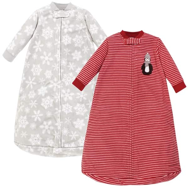 slide 1 of 1, Hudson Baby Infant Long-Sleeve Fleece Sleeping Bag, Red Penguin, 0-9 Months - Red Penguin - 0-9 Months 0-9 Months - Red Penguin