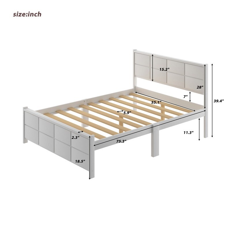 Platform Bed With Headboard Footboard And Feet Support Full White On Sale Overstock