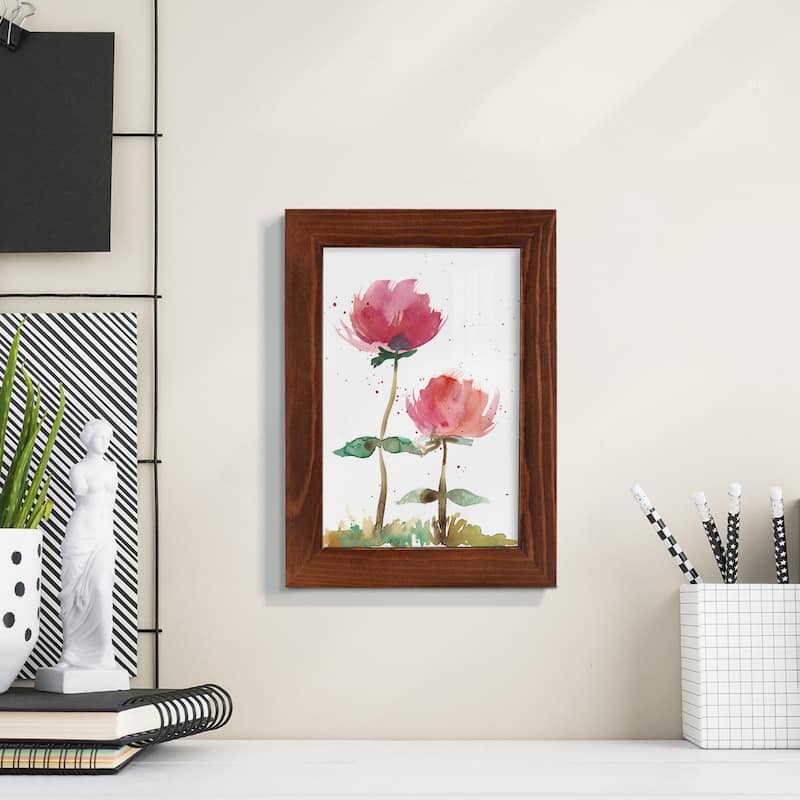 Pink Fleurs I -Framed Print w/glass-Cherry Red