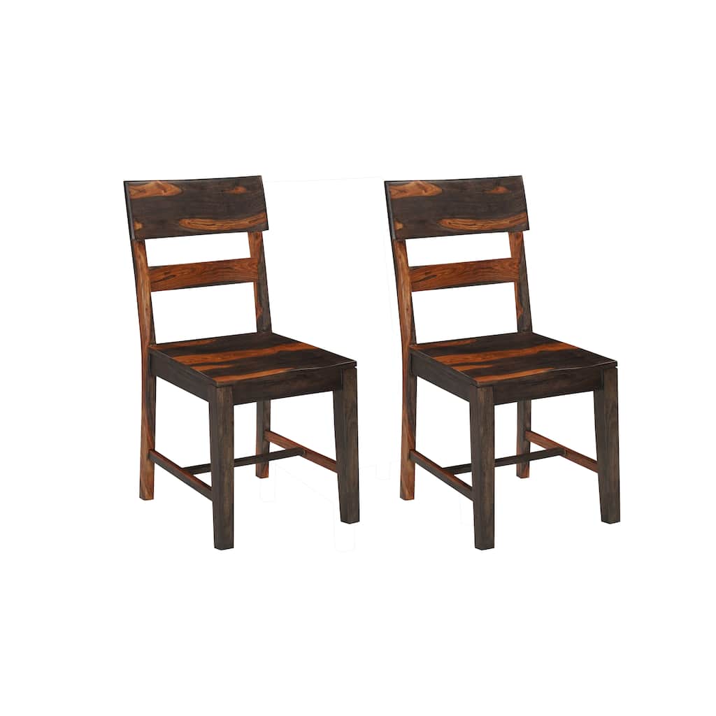 Jordan Brown Solid Wood Dining Chairs Set of 2, Ladder Back
