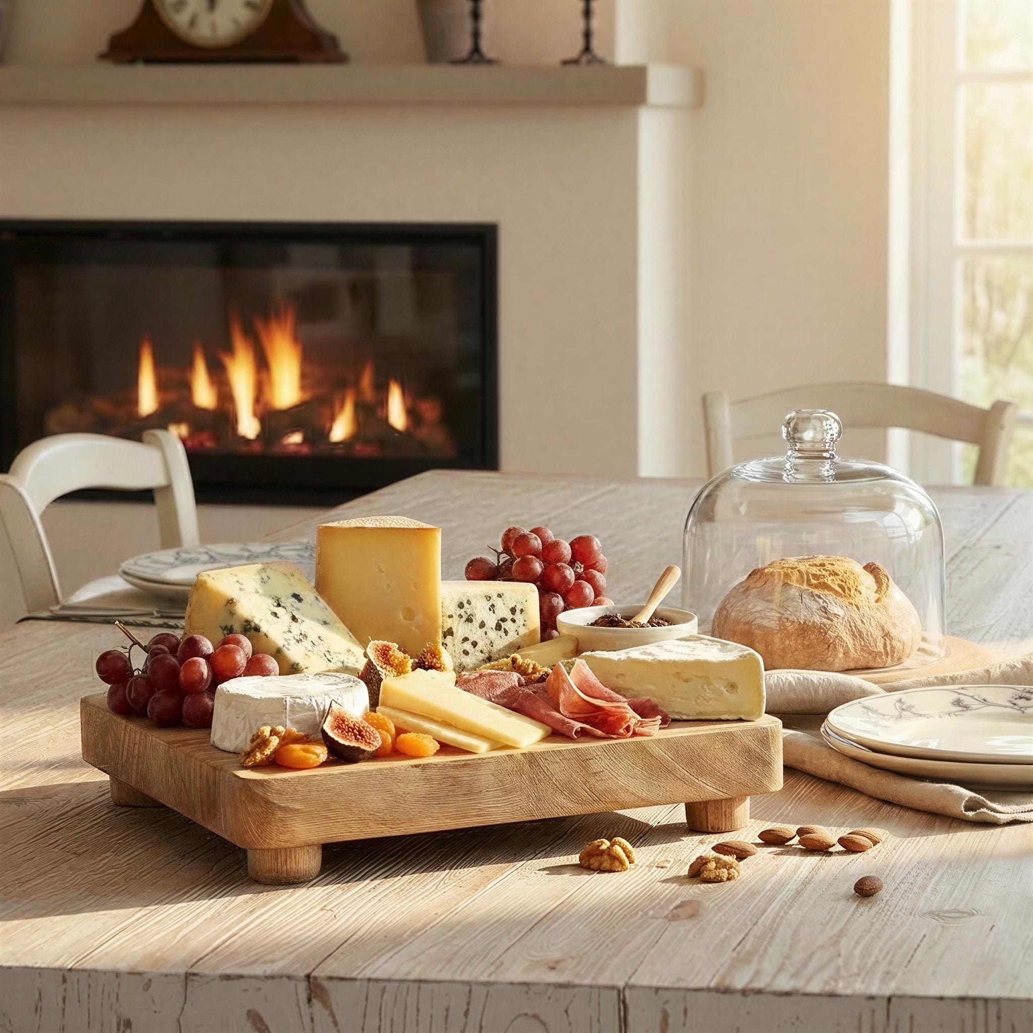 Mango Wood Footed Cheese/Serving Board - 13.0"L x 10.25"W x 2.5"H