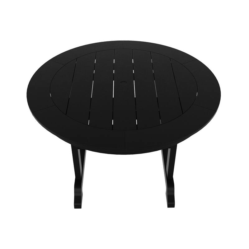 Polytrends Laguna 5-Piece Round Table Folding Highback Chair Dining Set