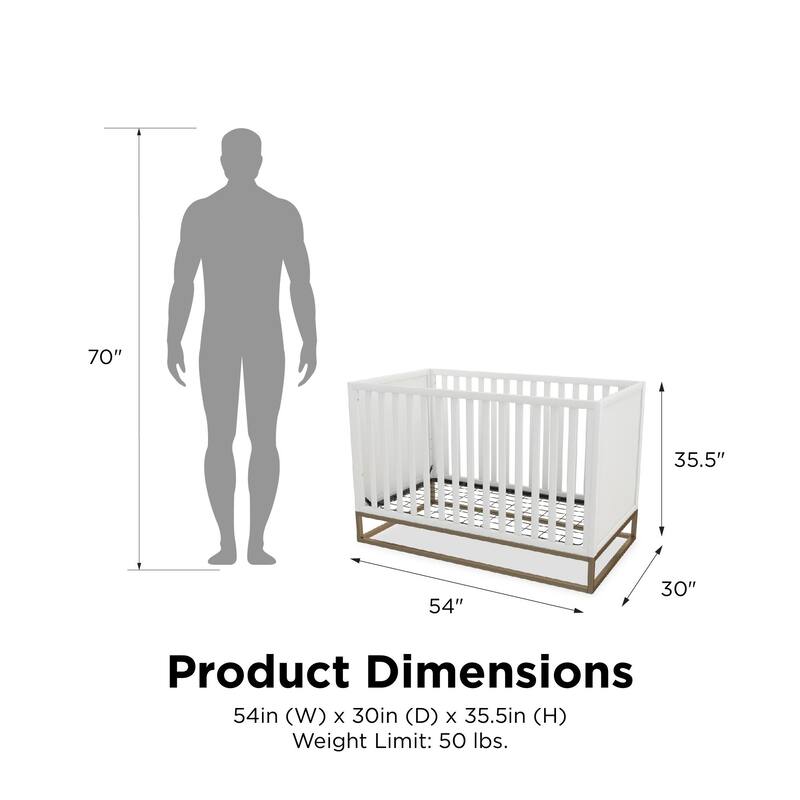 Little Seeds Haven 3 in 1 Convertible Wood Crib with Metal Base