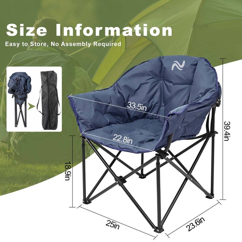 DoCred Oversized Camping Chair, Fully Padded Folding Moon Chair
