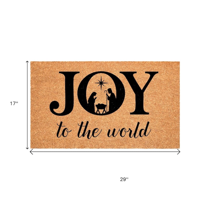 HomeRoots 17" X 29" Brown And Black Christmas Outdoor Coir Door Mat - 17.00' X '29.00