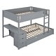 preview thumbnail 7 of 12, Full-Over-Full Bunk Bed with Twin Trundle, Storage and Desk, Grey