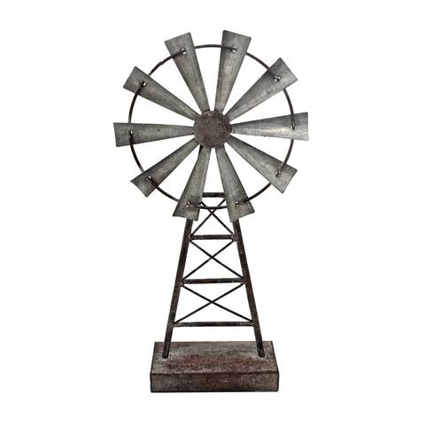 Foreside Home & Garden Small Distressed Metal Windmill Table Decor