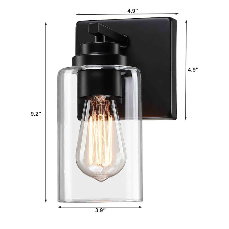 2-Light Dimmable Bath Vanity Light Wall Sconce Glass Shade(Set of 2)