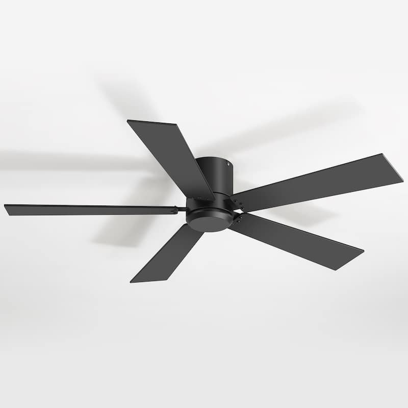 2 Set 42-inch Flush Mount Ceiling Fan No Light with Remote(5 Reversible Blades)