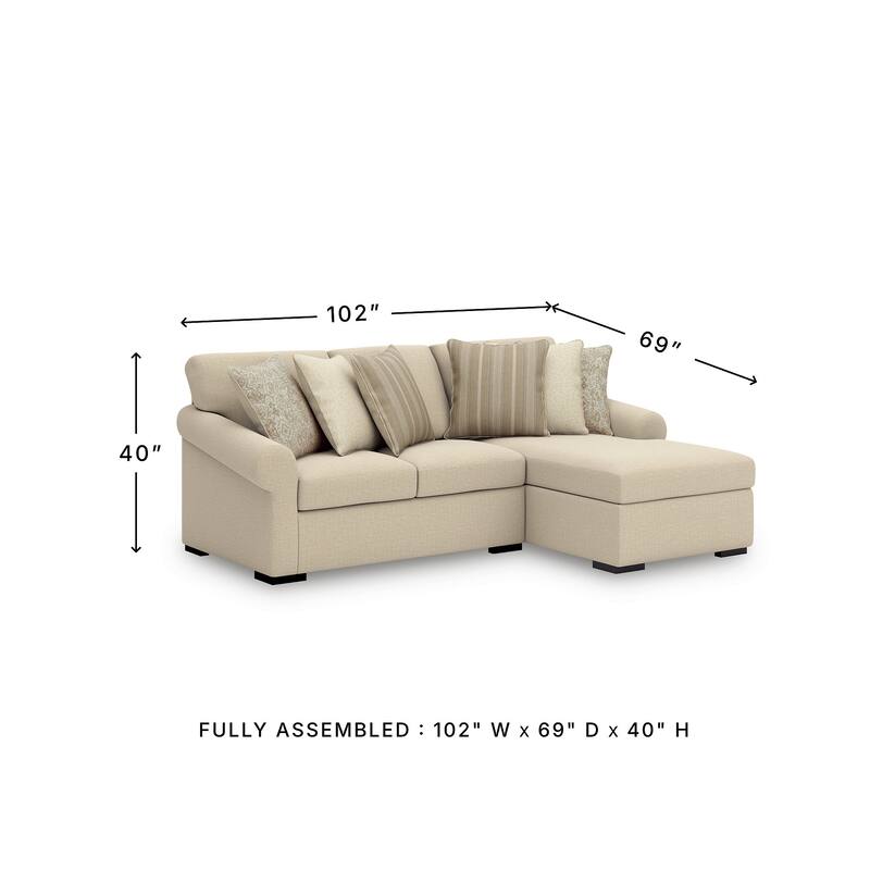 Signature Design by Ashley LadyMae Beige 2-Piece Sectional with Chaise - 102" W x 69" D x 40" H