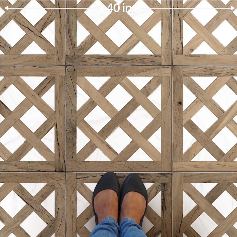 Merola Tile Kings Forest Lattice Calcatta Mix 17-5/8" x 17-5/8" Ceramic Floor and Wall Tile