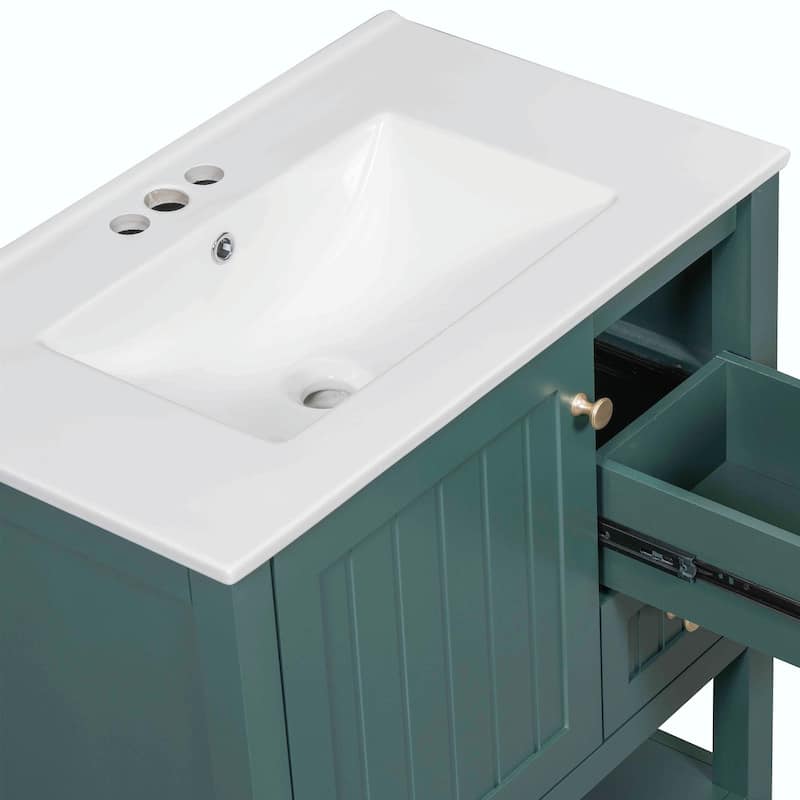 30" Transitional Style Bathroom Vanity with Ceramic Sink Combo