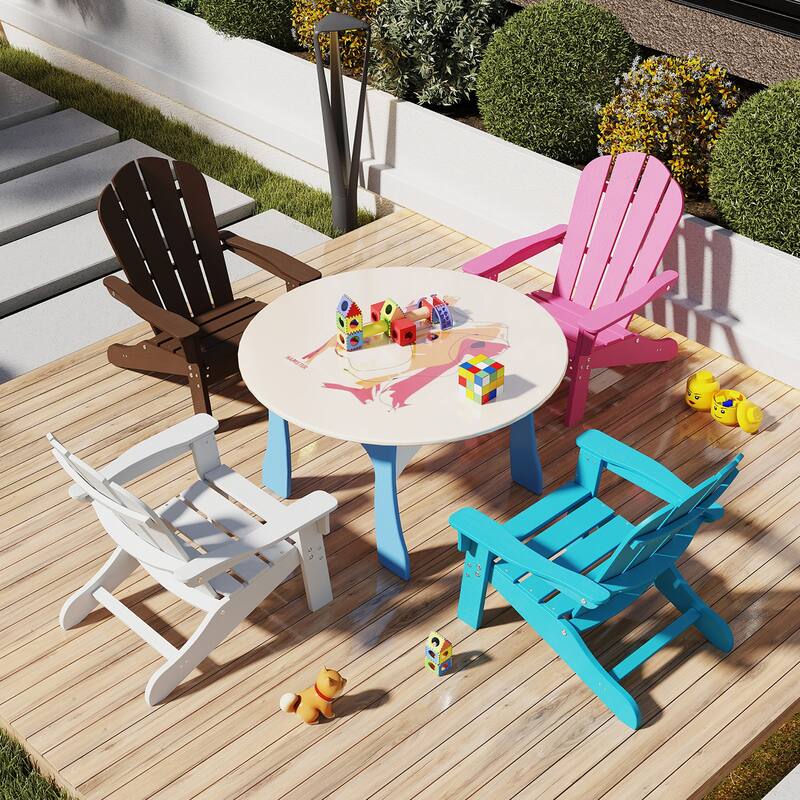 Gymax 2PCS Kid's Adirondack Chair All-Weather HDPE Toddler Lawn Chair