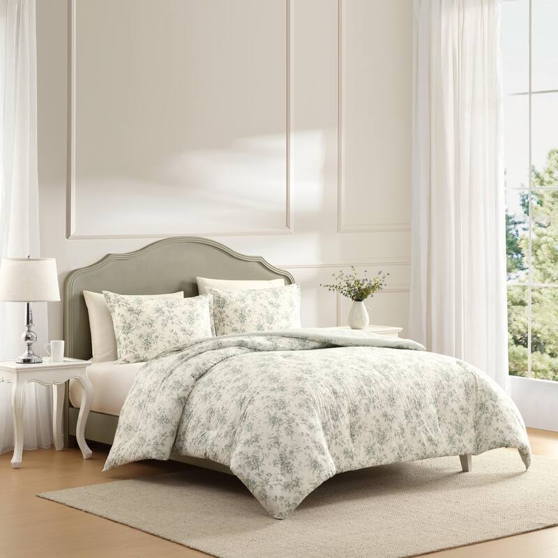 Laura Ashley Walled Garden Cotton Reversible Green Comforter Set