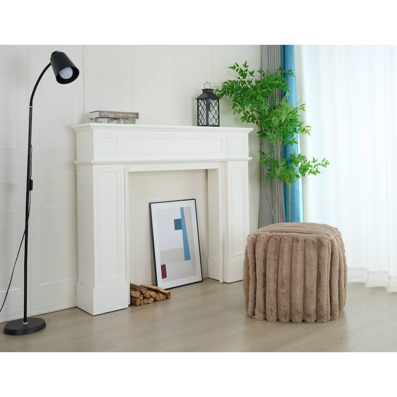 Madrid Collection Ultra Soft Ribbed Faux Fur Indoor Pouf