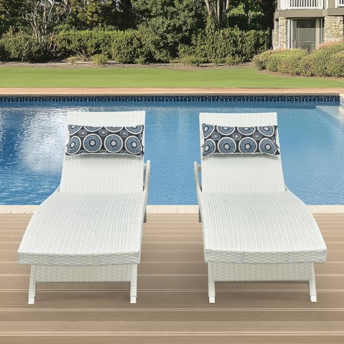 All Weather Wicker Chaise Lounge - Set of 2