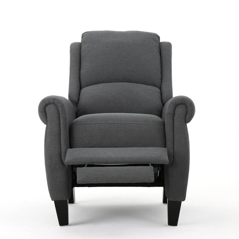 Roomfitters Push Back Recliner Chair, Comfortable Upholstered Recliner for Living Room and Lounge Spaces, Charcoal