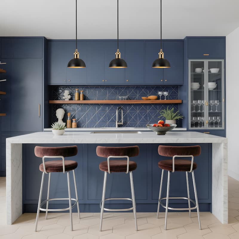 Modern Industrial 1-Light (6 Inch) Dome Black Gold Metal Pendant Light for Kitchen Island - 6" D x 6'' H