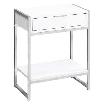 Modern 24" Bedside Table with Drawer and Shelf Rectangular Wood Top and Metal Frame Accent Table - 19.5”L x 12.75”W x 23.75”H