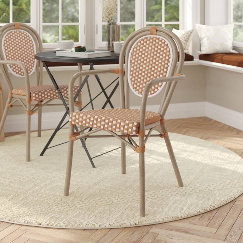 All-Weather Commercial Paris Chair with Metal Frame - NaturalWhiteLightNaturalFrame