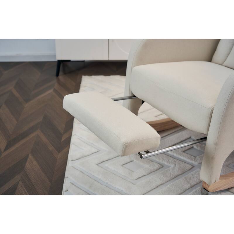 Comfortable Rocking Chair with Adjustable Footrest and Spacious Seat, Perfect for Relaxing and Unwinding.
