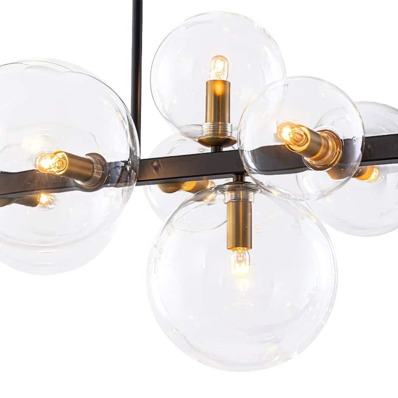 12-Light Mid-century Clear Glass Globe Island Chandelier