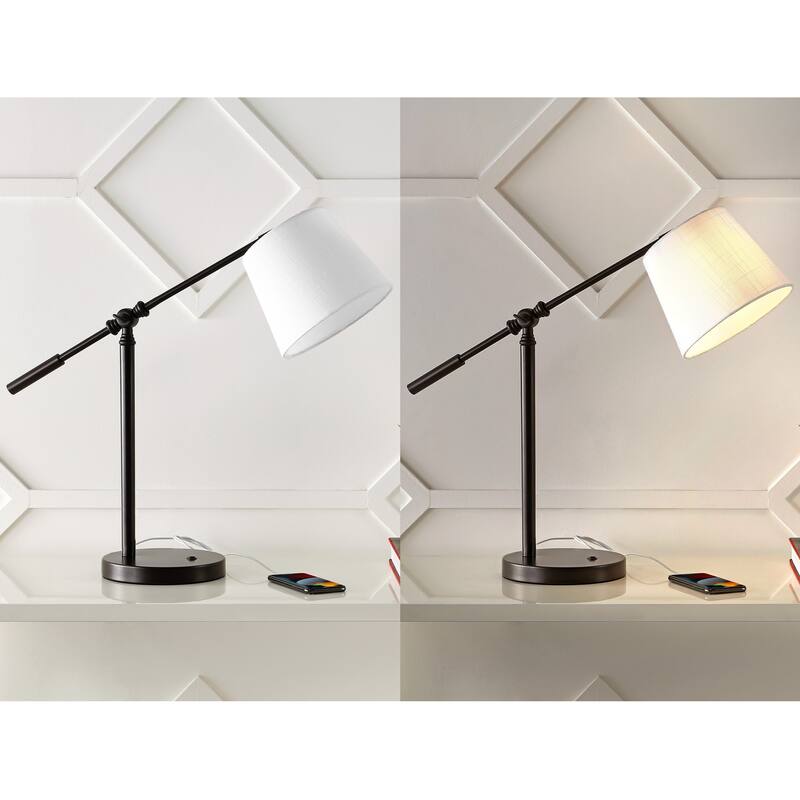 Ada 24" Classic Contemporary Iron LED Task Lamp with USB Charging Port, Oil Rubbed Bronze by JONATHAN Y