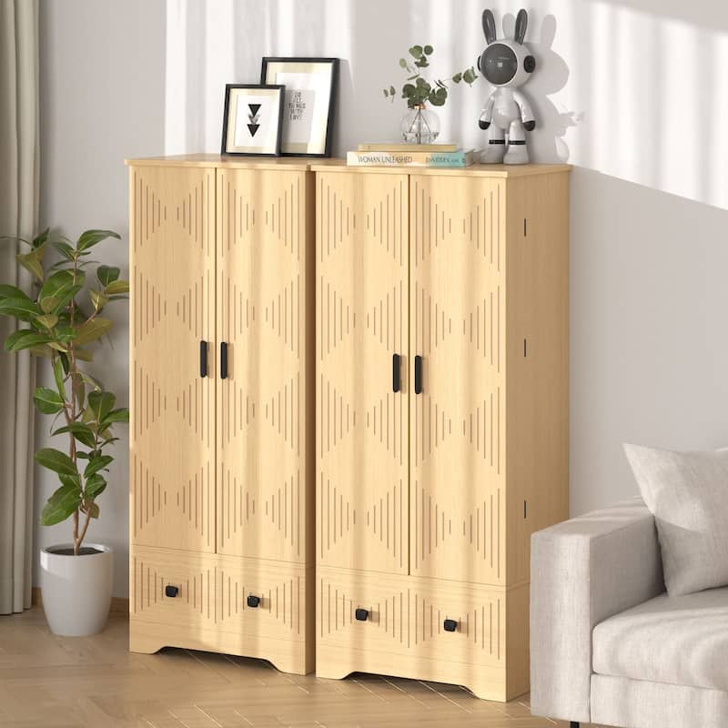 Gymojoy Farmhouse Pantry Cabinet with Drawer & Shelves, Kitchen Storage Cupboard for Dining Room, Living Room, Bathroom